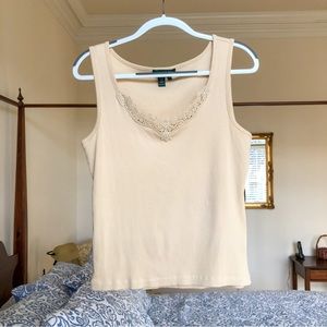 Excellent Condition - Vintage - Ralph Lauren Tank Top With Lace - Size XL